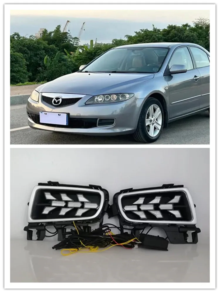 LED DRL For  Mazda 6 2005 2006 2007 2008 2009 Daytime Running Lights Waterproof Daylight Lamp With Dynamic Turning Light Signal