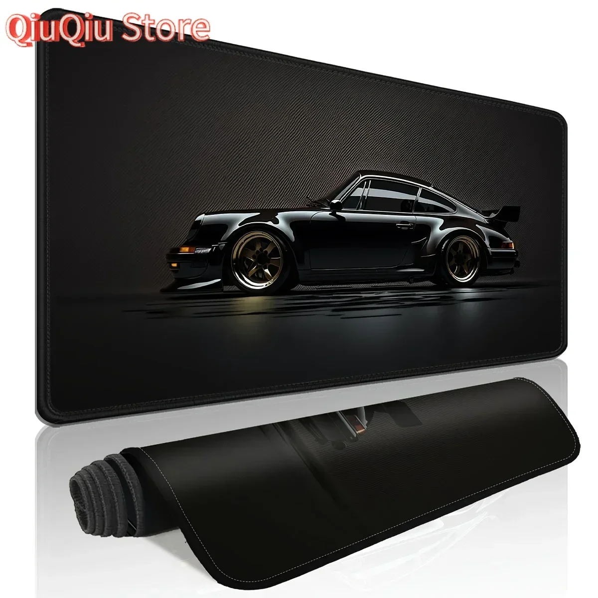 

Black Classic Car Large Gaming Keyboard Mouse pad 900x400 non-slip rubber desk mat home office work and game stitched edges XXL