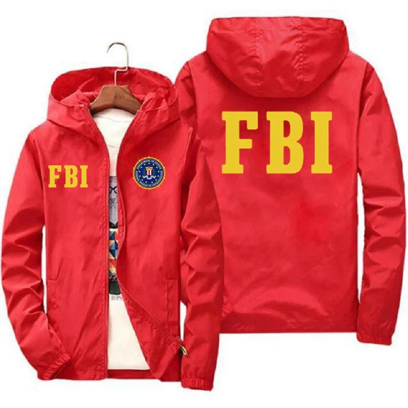 

High-quality FBI printed men's outdoor sports jackets, fashionable brand casual sports jackets and windbreakers, spring and autu