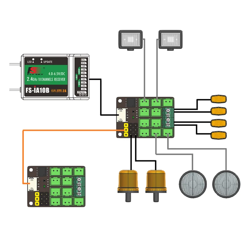 Modulo di controllo della luce scheda espandibile per camion 1/14 1/10 RC Tamiya SCANIA 770S escavatore VOLVO BENZ Traxxas TRX4 Lesu JDM