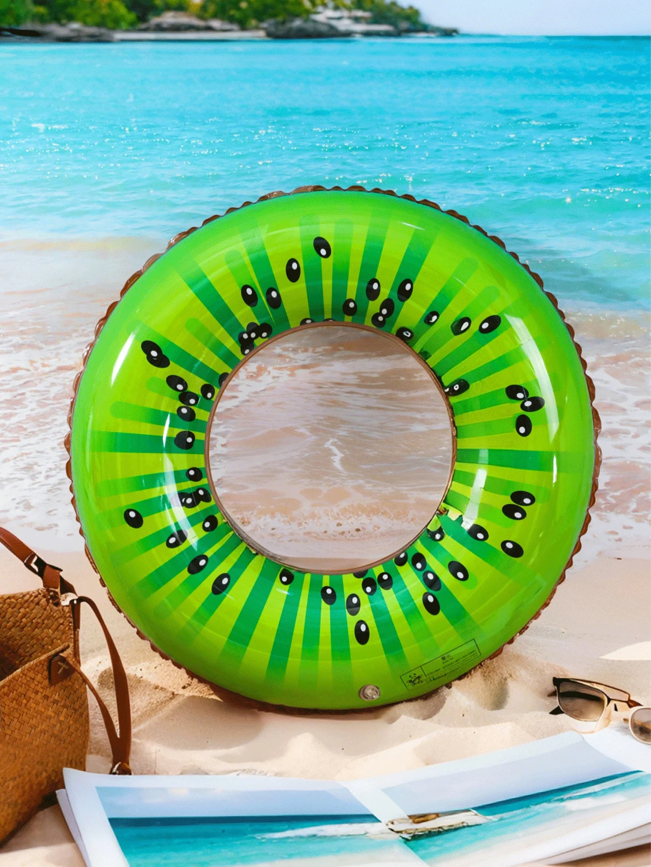 1 قطعة خاتم سباحة على شكل كيوي أخضر فريد من نوعه ، عوامة نجاة للإبط لطيفة للبالغين ، عوامة حمام سباحة قابلة للنفخ من مادة PVC ، مناسبة لحمامات السباحة #4