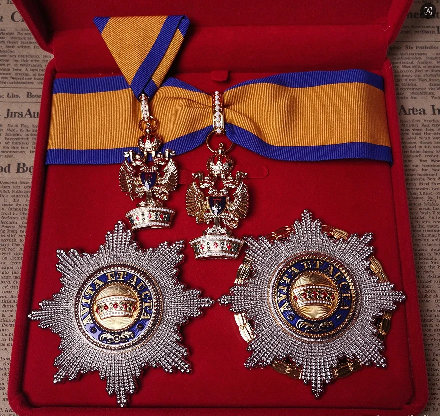 Reproduction Imperial Austrian Order of the Iron Crown Grand Cross Set, Orden der Eisernen Krone Medal Sash Breast Star