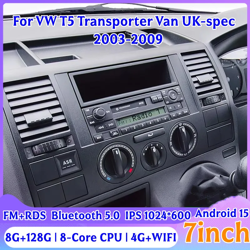 2DIN Android 15 8+128GB For VW T5 Transporter Van UK-spec 2003-2009 Multimedia Player 7