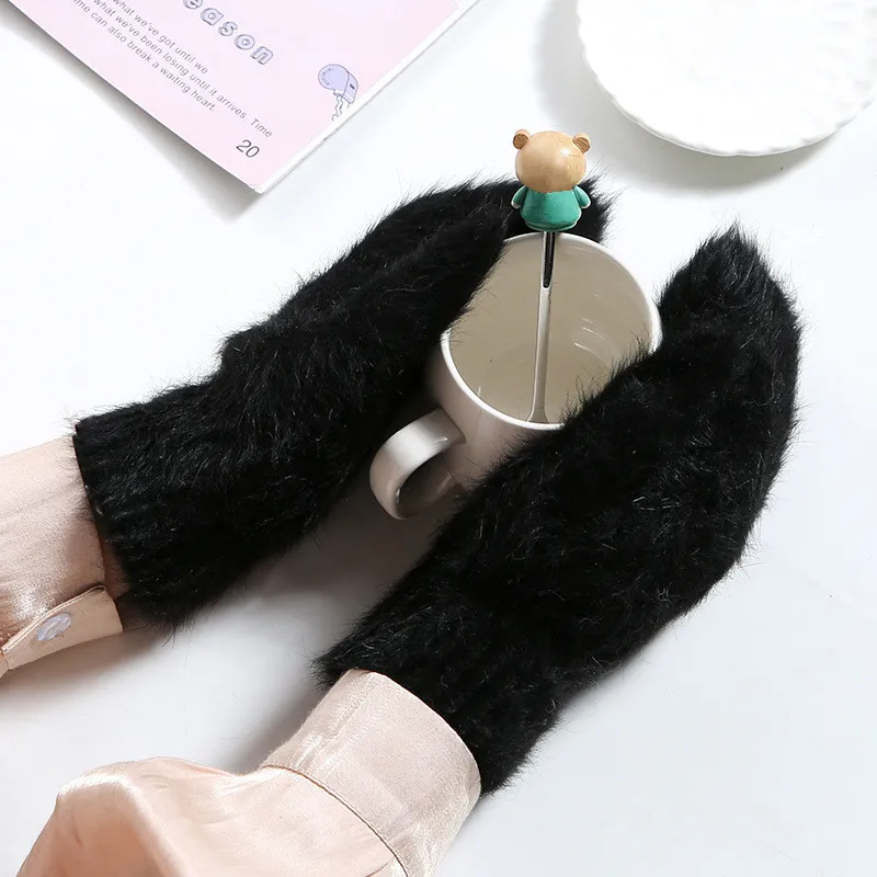 Thicken Winter Women\'s Gloves Fake Furry Hand Warmer  Solid Color Cold Glove Cute Outdoor Mittens For Girl Christmas Gifts