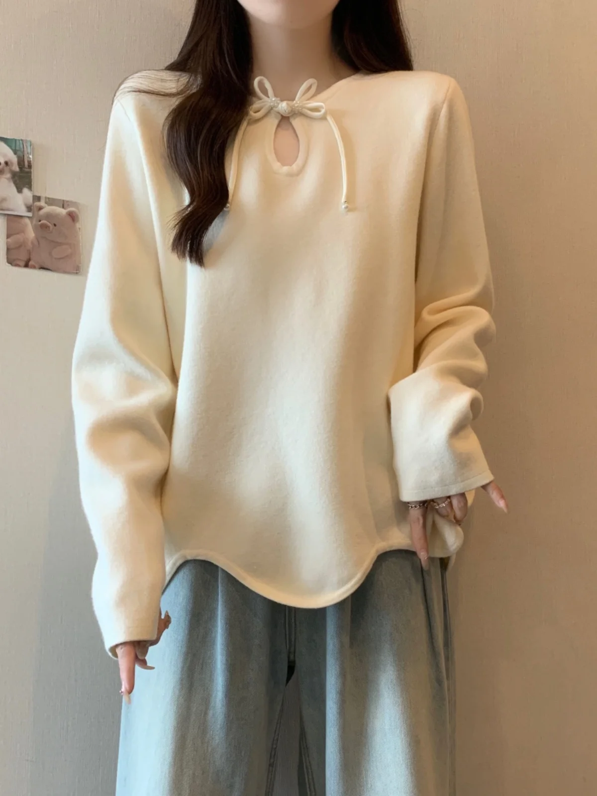 

Новый китайский вязаный свитер для женщин: осенне-зимний, свободный крой, большие размеры, стройнящий дизайн, мягкий, уютный, на пуговицах