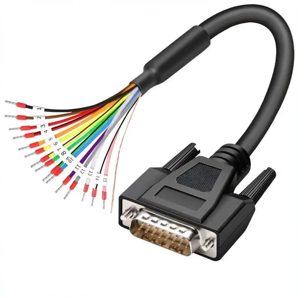 Industrial DB15 Interface Link Cable For PLC Automation Serial Data Wire Copper Core Integrated Numbered Marker