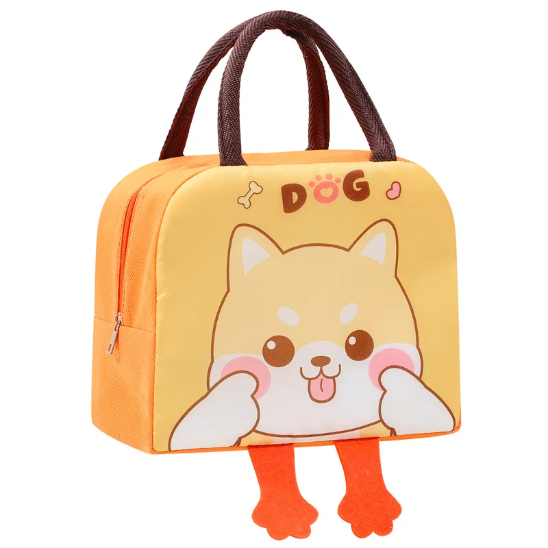 Borsa per il pranzo con dinosauro di grande capacità Borsa per pasti Shiba Inu in cartone animato Borsa a chiusura lampo Borsa per imballaggio