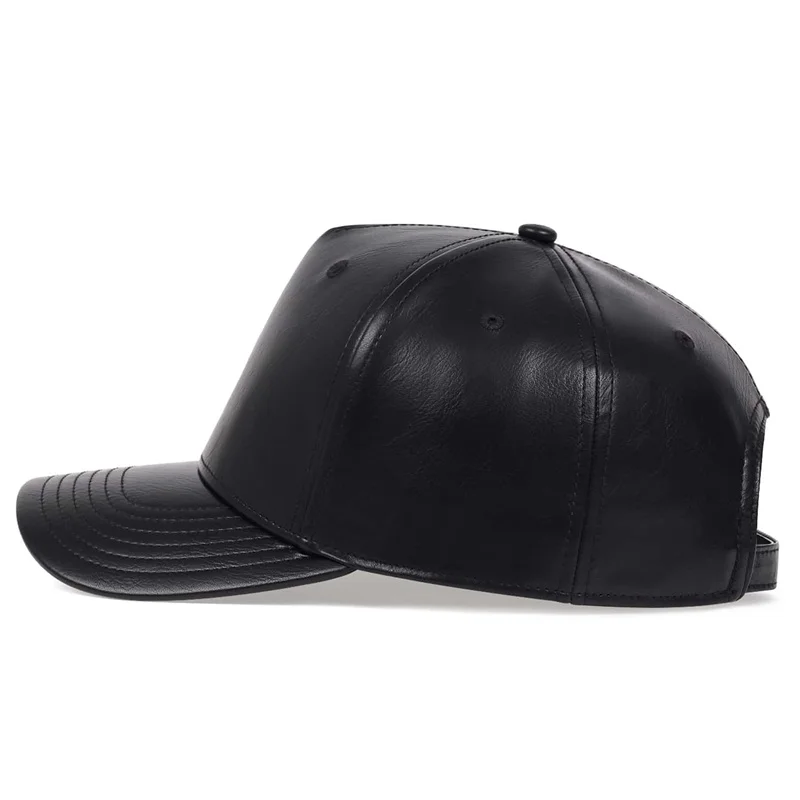 New Fashion Brand Leather Baseball Cap Hip Hop Hats Casual Sports Hats Autumn and Winter warm Cap Leather Baseball Cap for Men