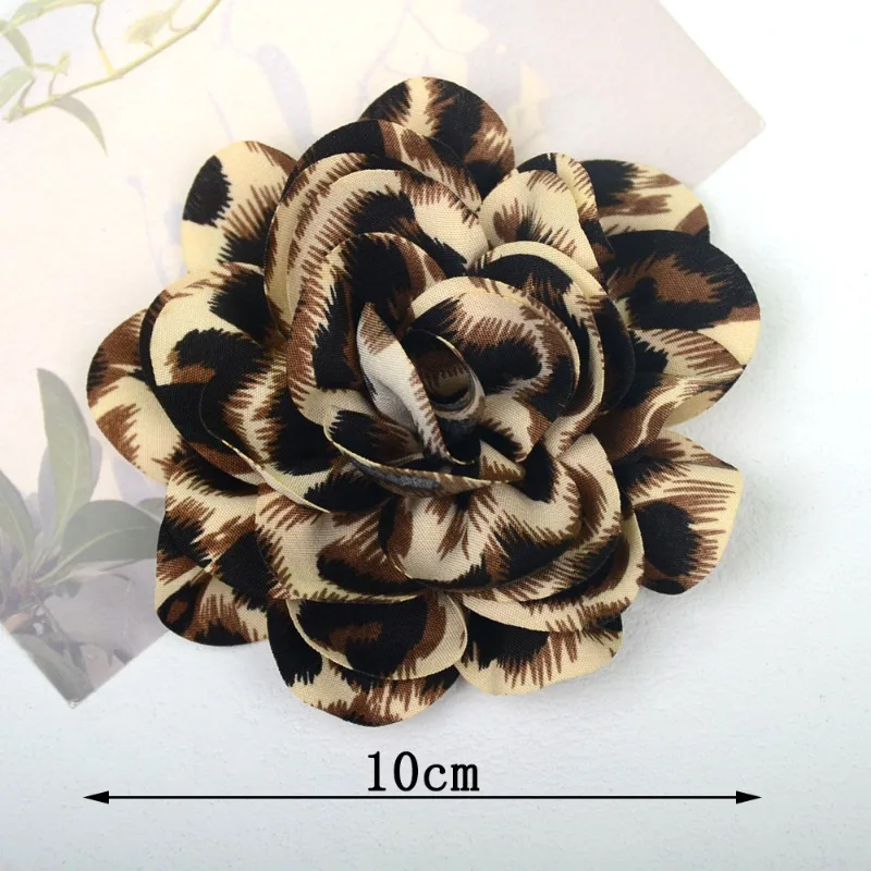 Handgemachte Stoff Leopardenmuster Blumenbroschen für Frauen Vintage Corsage Anstecknadeln Hochzeit Abzeichen Schmuck Zubehör – Detail 1