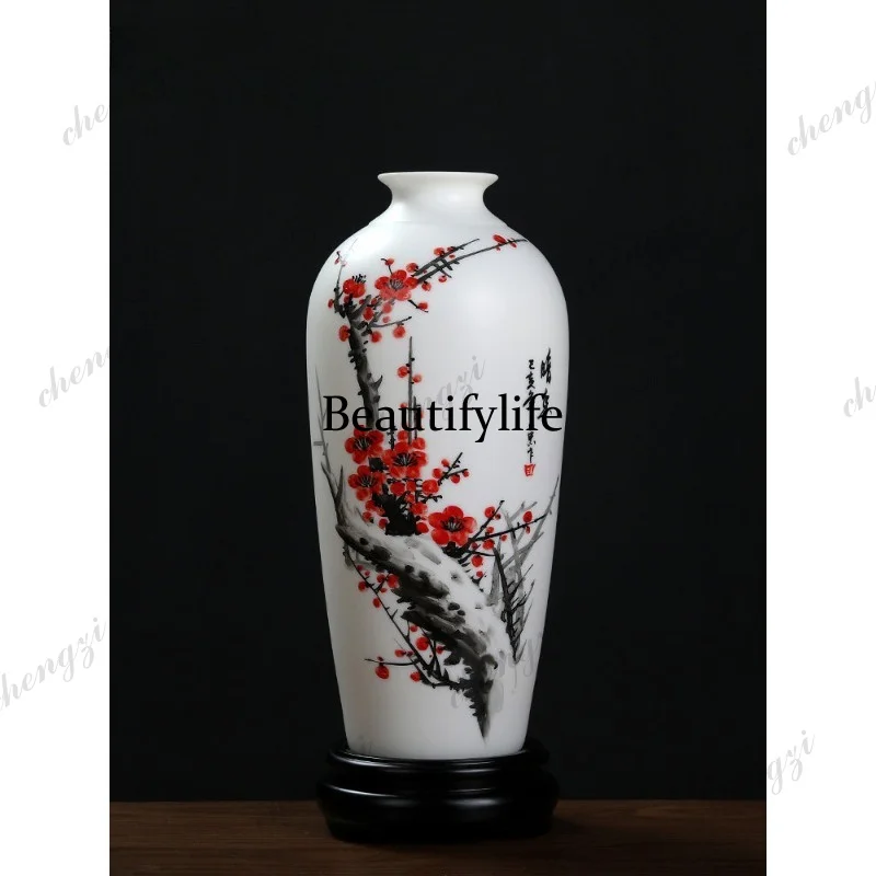 A95 suet jade ceramic hand-painted vase ornament Chinese classical bogu frame decorative porcelain vase