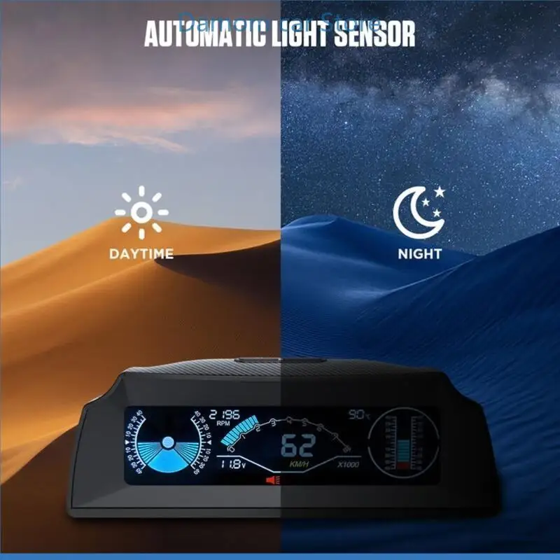 

A2UC Universal Vehicle Modiffied Accessory Car OBD Multifunction Gauge Digital Speedometer Slope Display HUD Head-Up Display