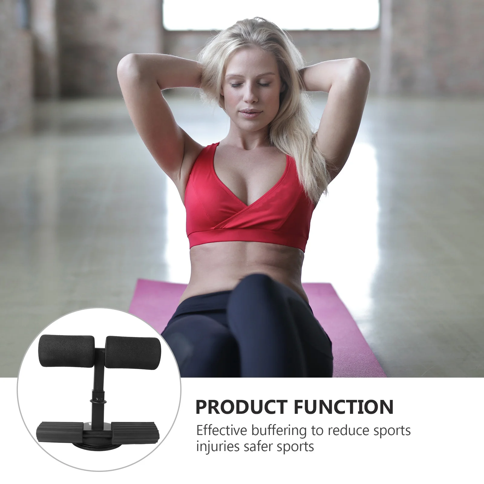 

Adjustable Sit-Up Assist Spring Exerciser Portable Fitness Equipment Thickened Padding Sweat-Absorbent Handle For Abs Workout