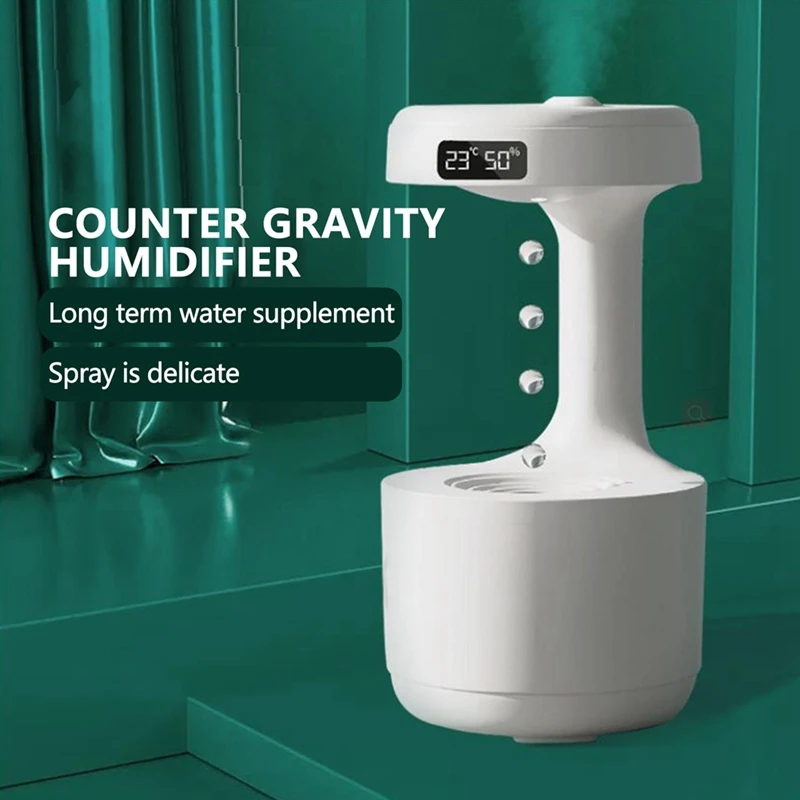 Humidificador ultrasónico para el hogar, antigravedad, gotas de agua, con pantalla LED, para dormitorio, 600ML