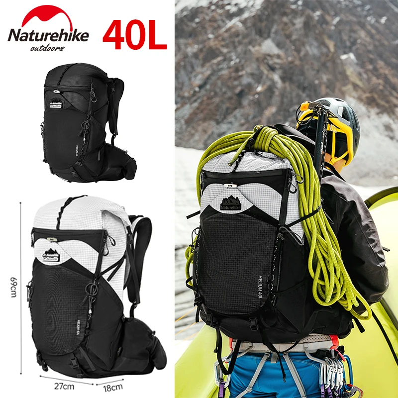 Naturehike 40L Hiking Backpack Adjustable Wear-resistant Outdoor Travel Mountaineering Sports Shoulder Bag Rucksack Rain Cover