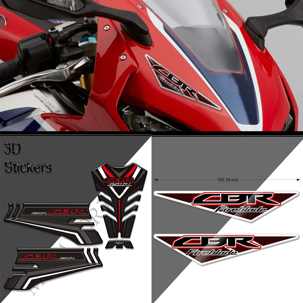 แผ่นป้องกันถังสำหรับฮอนด้า CBR 650R CBR650R HRC fireblade ที่จับด้านข้างรถจักรยานยนต์สติ๊กเกอร์3D decals น้ำมันแก๊สน้ำมันชุดเข่า