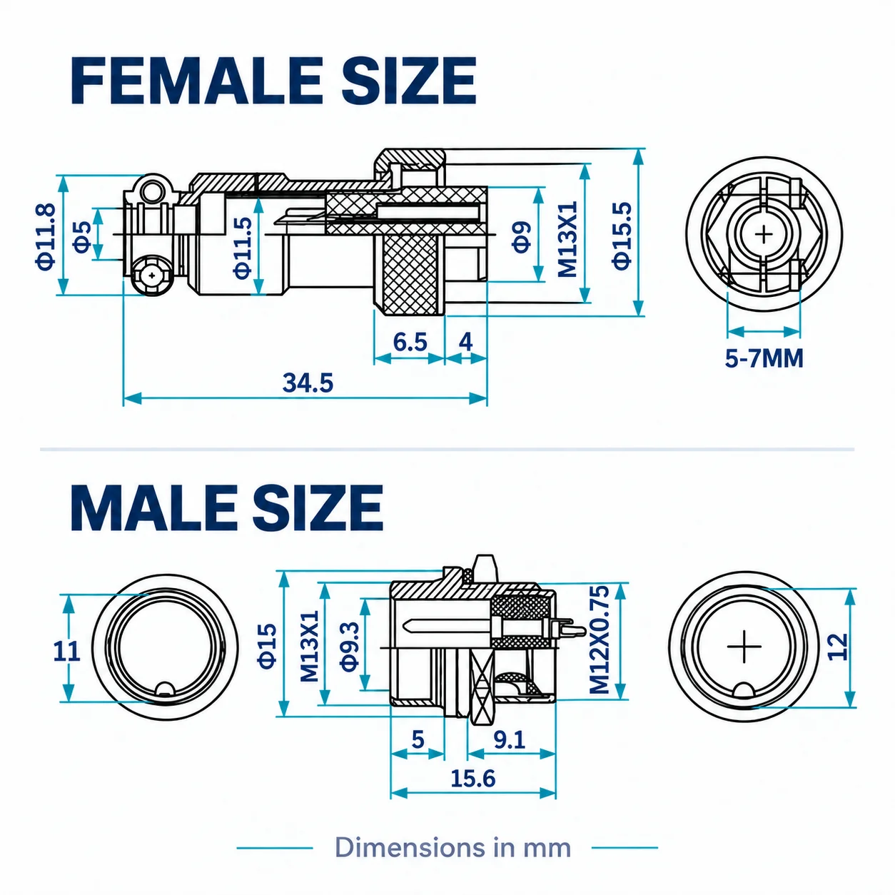 5PCS GX12 12mm Circular Metal Connector 2 3 4 5 6 7 Pin Male Female Plug Panel Mount Socket Nut Lock Wire Adapter Cable Coupler