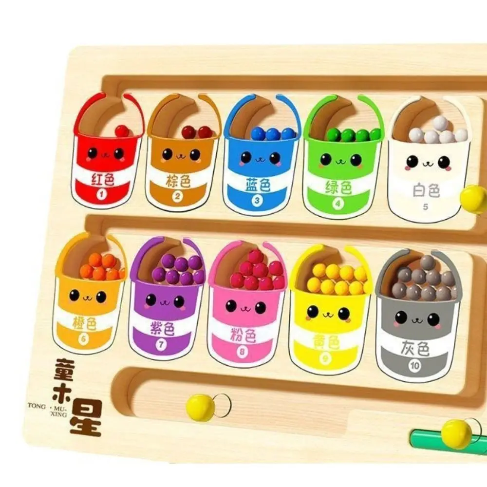 Jogo de posicionamento de madeira montessori colorido brinquedos de treinamento de concentração infantil magnético engraçado jogos de classificação de cores magnéticas