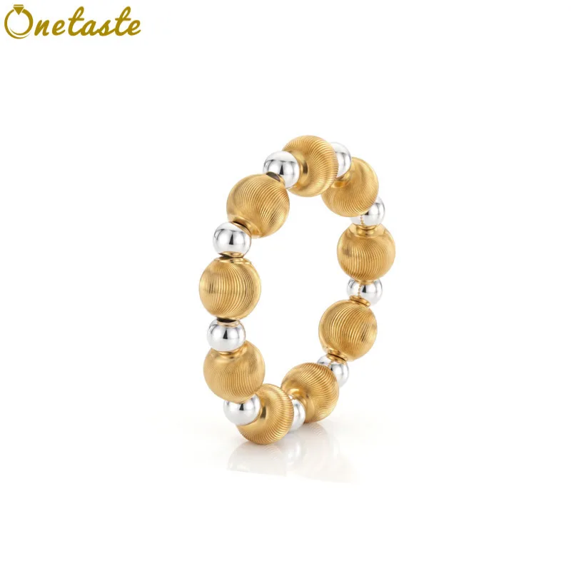 925 Sterling Silver Brushed Polished Beaded Band Rings For Women Sparkling Korean Trendy Dainty Unique Statement Ring Party Gift
