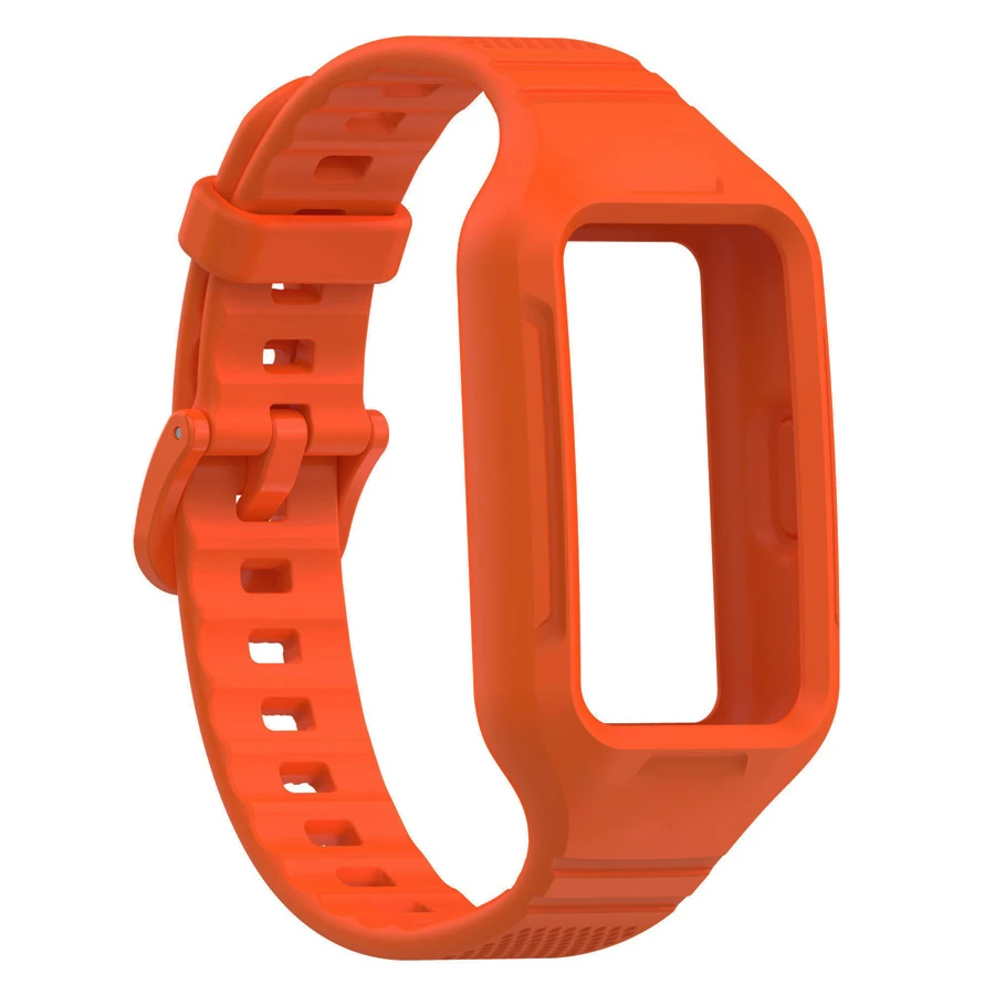 Band voor Huawei Band 6 7 8 9 10 Polsband Zachte siliconen band met hoesje Vervanging Armband voor Huawei Band 6 7 8 9 10 Riem