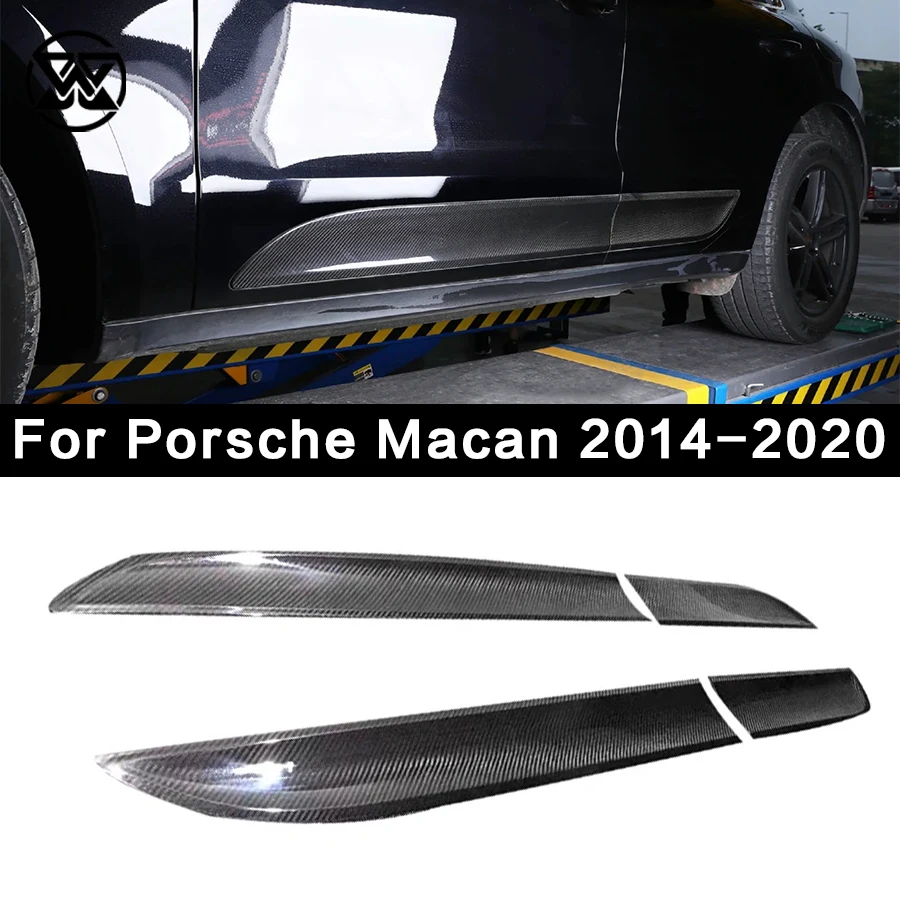 Carbon Fiber Door Panel Side Skirt Trim Guard Plate Cover For Porsche Macan 2014-2019 Bumper Splitter Auto Parts Body Kit