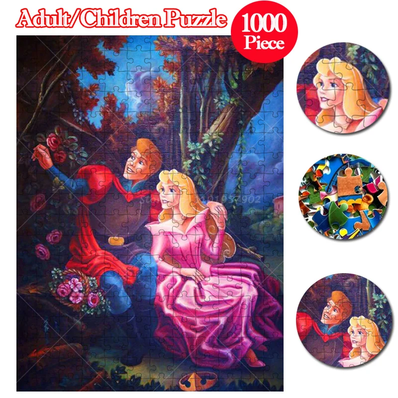 1000 Pieces Disney Princess Aurora Prince Puzzles Sleeping Beauty Jigsaw Puzzle Cartoon Child Adult Decompressing Education Toys