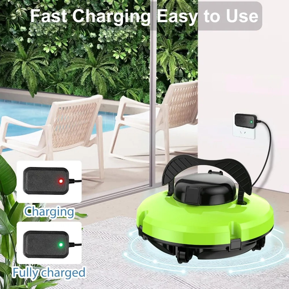 Aspirateur de piscine robotique automatique sans fil pour piscine hors sol, autonomie de 120 minutes, module d'auto-stationnement