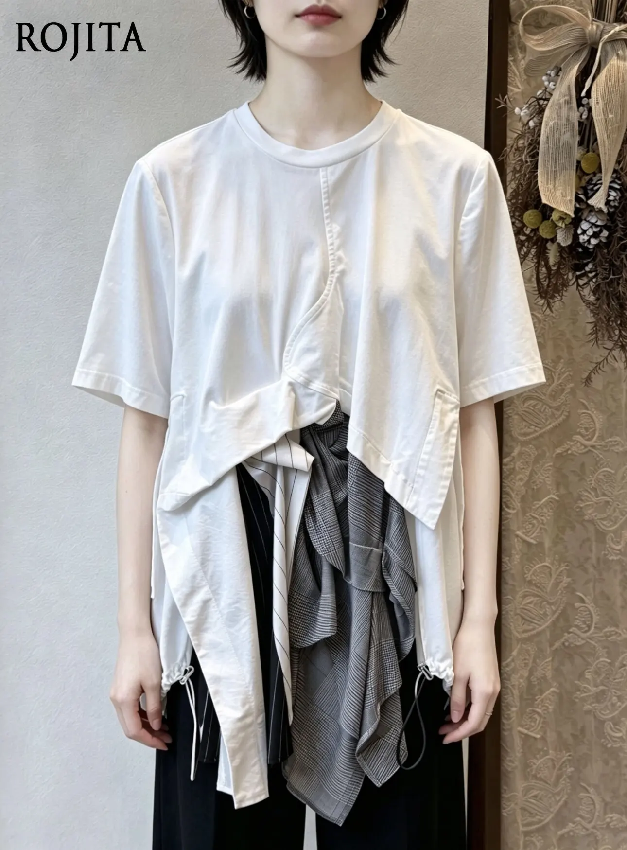 

Women's Deconstructed Asymmetrical T-Shirt Retro Short-sleeved Minimalism Layered Women's Early Spring Models Graphic T Shirts