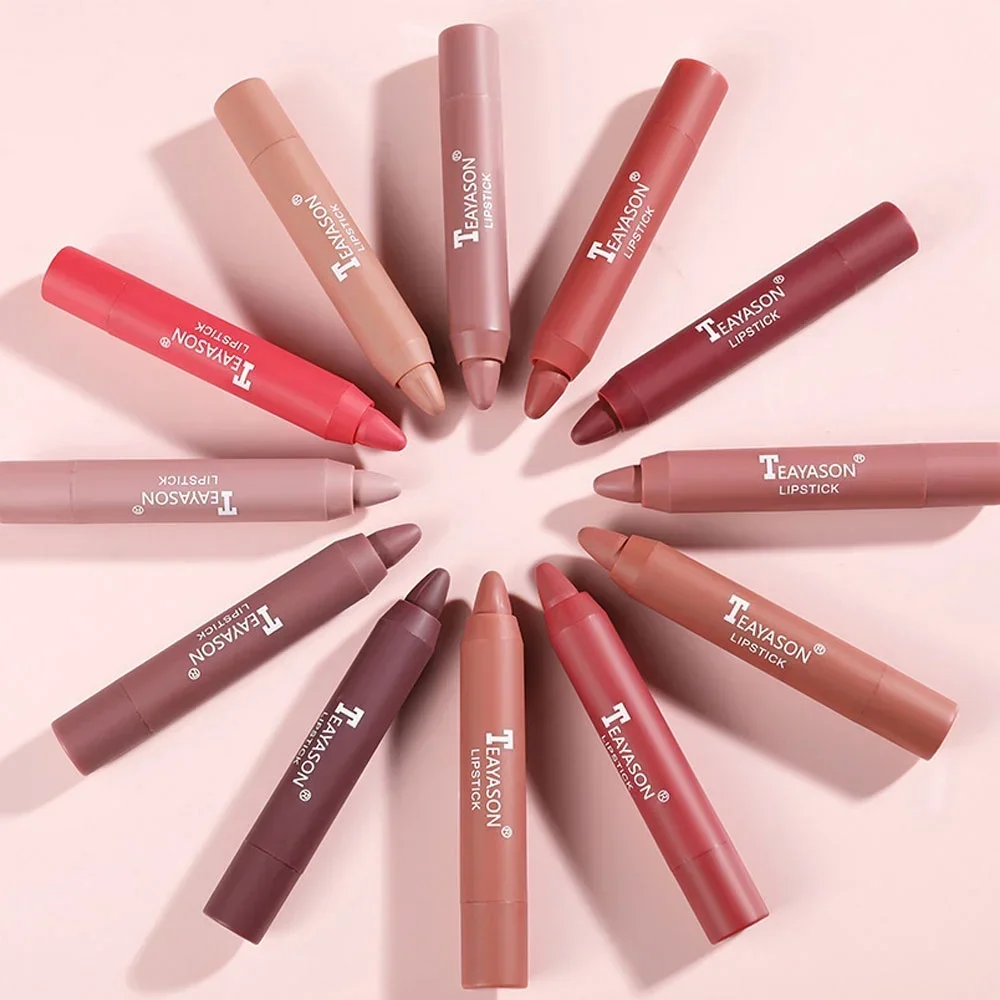 12 สีกันน้ํา Long Lasting Lip Tint Velvet Matte ลิปสติก Nude Stick LIPS แต่งหน้าปากกาสีแต่งหน้าทุกวัน Nude ลิปสติกเครื่องมือ