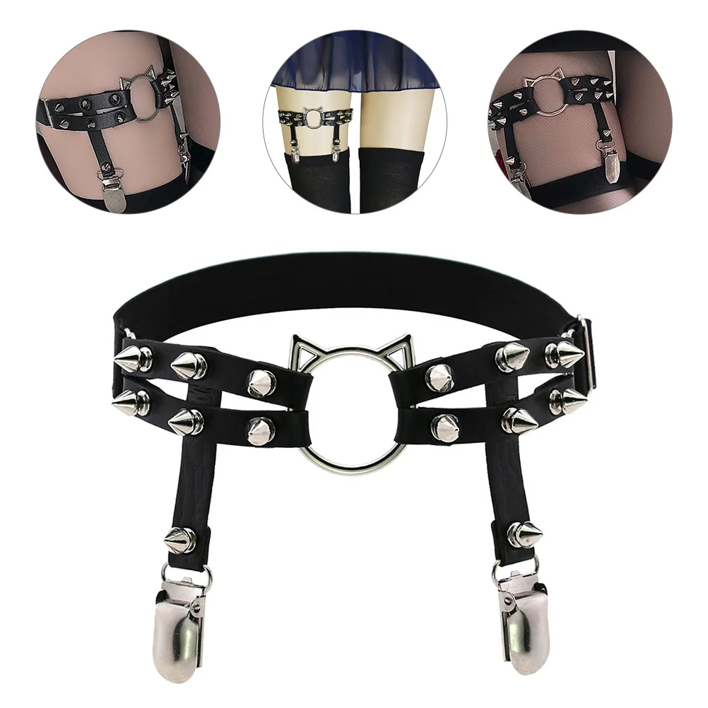 

Leg Rivet Adjustable For Women Goth Gothic Strap For Women Goth Leg Garters Black Gothic Sock Garters Belt