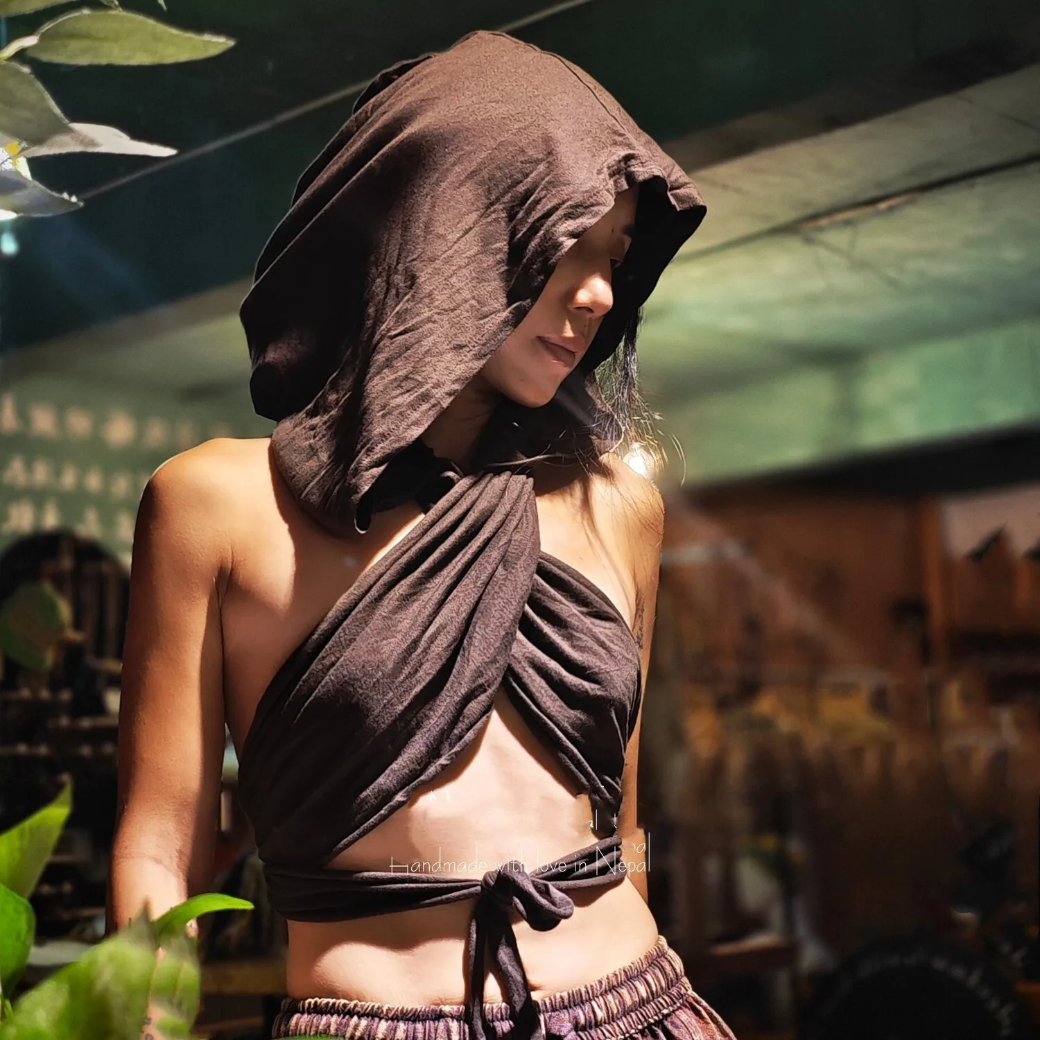 

Женские готические укороченные топы с капюшоном в стиле бохо, топы на бретелях с капюшоном, топы Wasteland