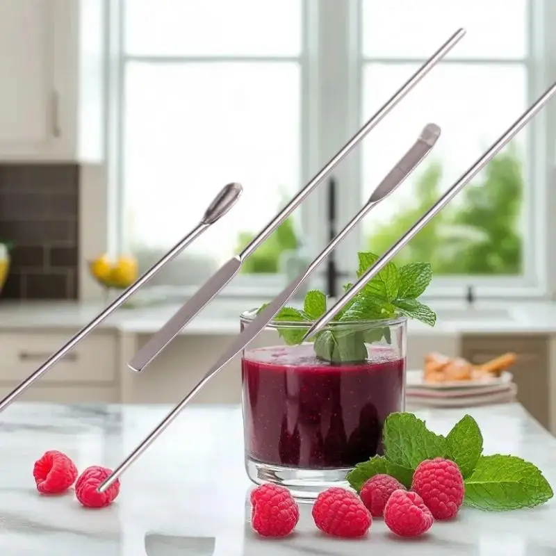 4PCS Nail Art Stirring Rod Tool Stainless Steel Powder Liquid Gel Polish Spoon Spatula Foundation Mixing Tool