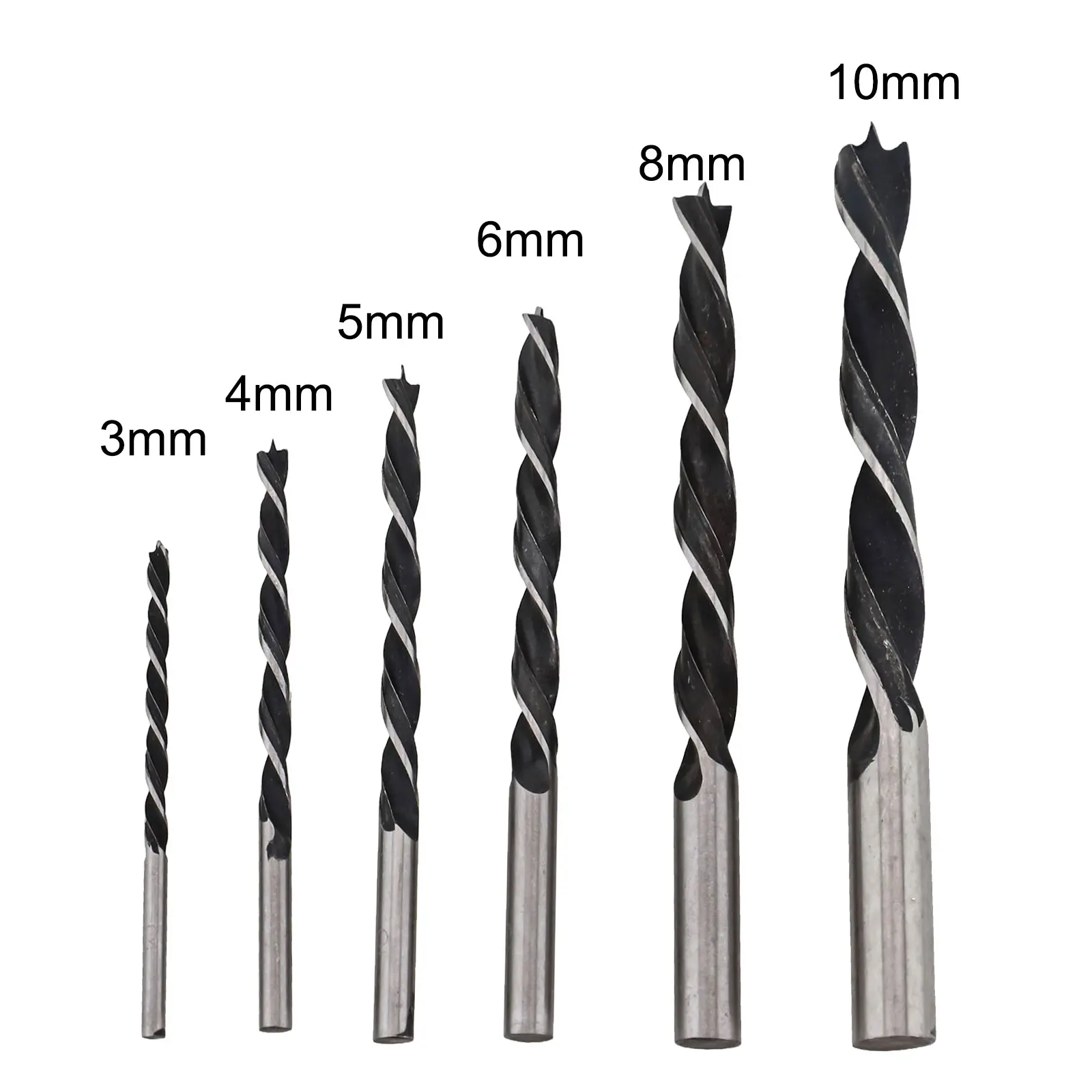 6pcs Wood Twist Drill Bit Set 3mm-10mm Hard Metal Spiral Counter Sink Drill Bits For Wood Metal Drilling Woodworking Tools