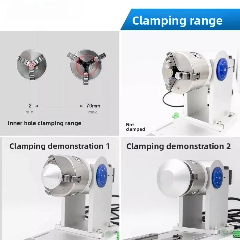 Laser Marking Rotary Table | Motorized Axis with Elevating Tailstock & Slide Rail for Cup/Cylinder Welding & Engraving