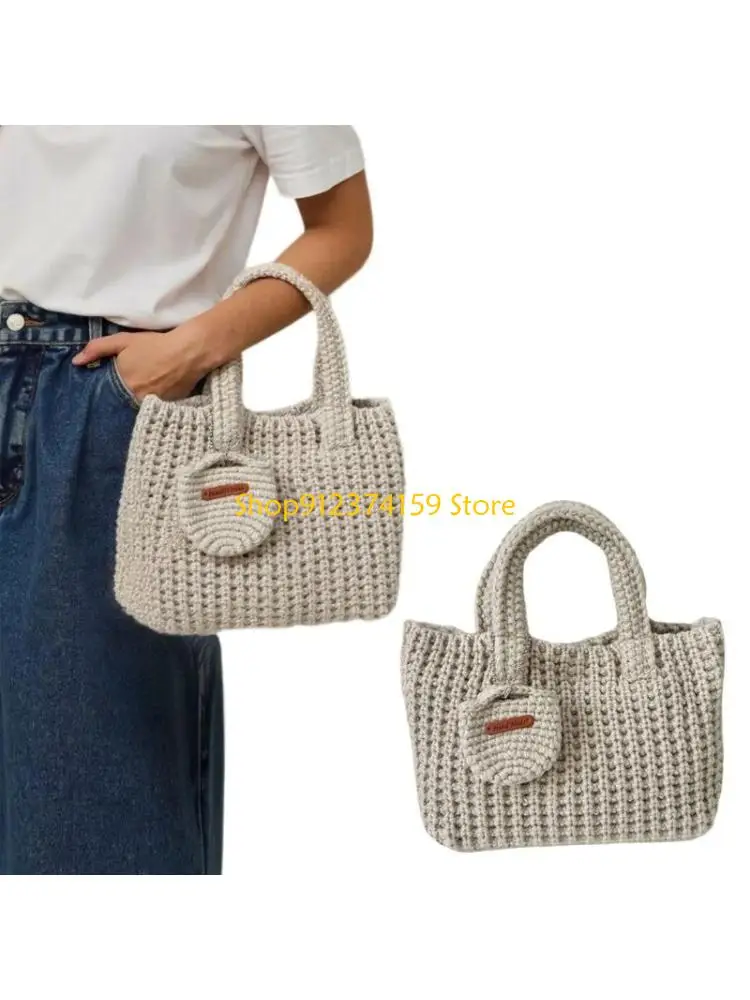 

G5AE Elegant Yarn Bag Handmade Bag Fashionable Handbag for Various Occasion