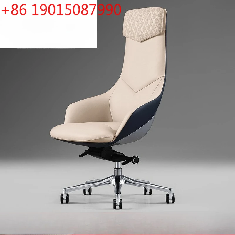 

Italian light luxury boss office chair fashion study computer cowhide executive president swivel