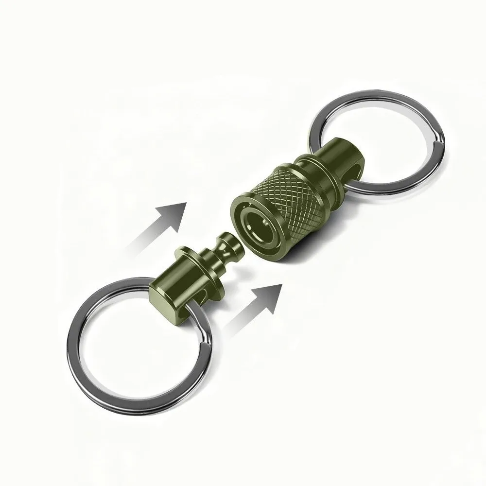 Double Headed Quick Release Keychain 360° Rotation Aluminum Alloy Detachable Keychain Compact Quick Pull Design Keys Fob