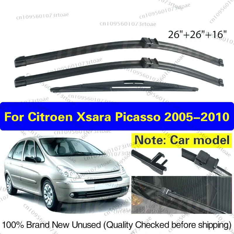

For Citroen Xsara Picasso 2005 2006 2007 2008 2009 2010 Front Rear Wiper Blades Windshield Windscreen Car Accessories 26"26"16"