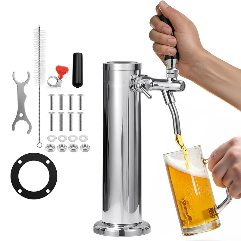 

Пивная башня с одним краном, регулируемый поток, 3-дюймовый фланцевый диспенсер для пива с предварительно собранной линией для домашнего пивоваренного бара