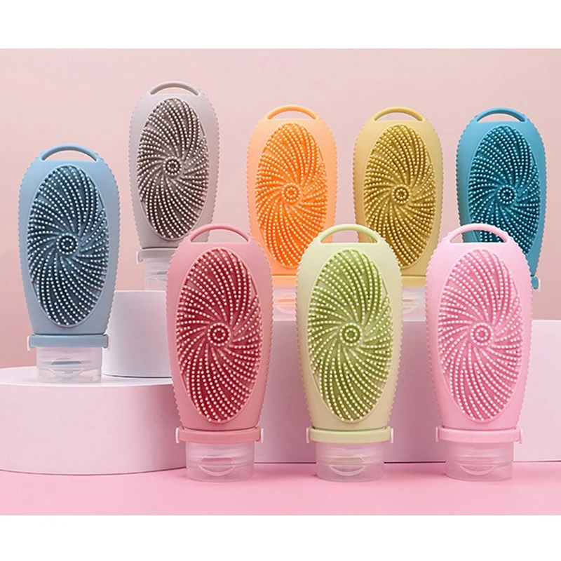 

AB15-Silicone Travel Refillable Bottle Facial Cleansing Brush Portable Shampoo Bottles Lotion Cosmetics Container Trip
