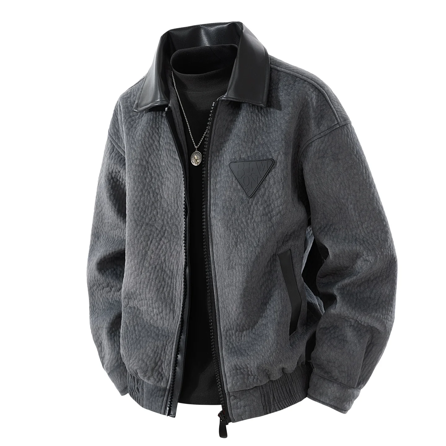 

Spring Autumn Men's Zippers Casual Lapel Jacket Outdoor Windproof Windbreaker Retro Solid Baseball Jacket Loose Casual Jacket