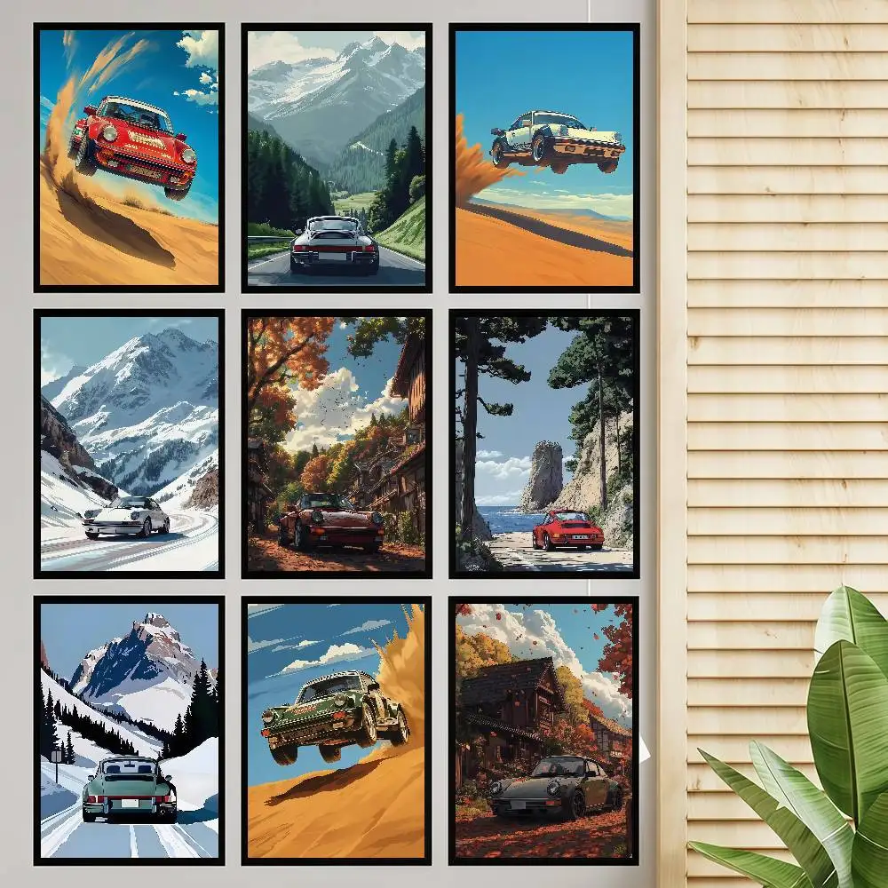 Classic Alpine Drive Classic Vintage Posters Decoracion Painting Wall Art White Kraft Paper Kawaii Room Decor