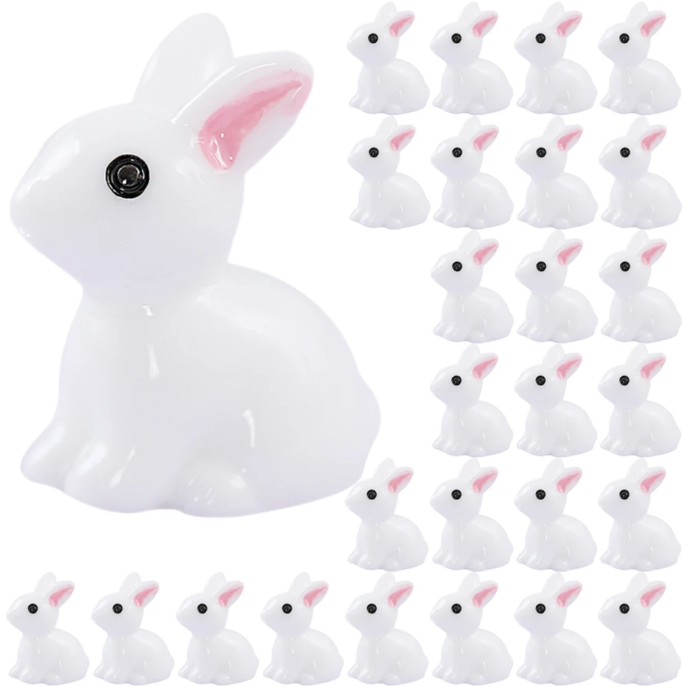 

60 Pcs Chinese Style Rabbit Ornaments Decoration Resin Miniature Animal Figures