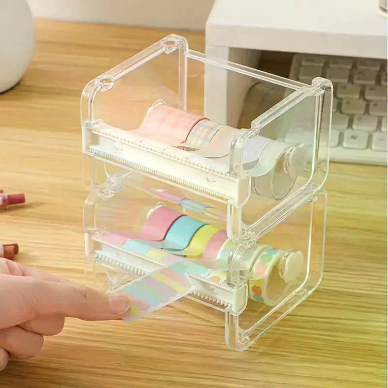 Set Pemotong Selotip Washi Kreatif Alat Selotip Tempat Selotip Transparan Dispenser Selotip Perlengkapan Sekolah Alat Tulis Kantor Untuk Siswa
