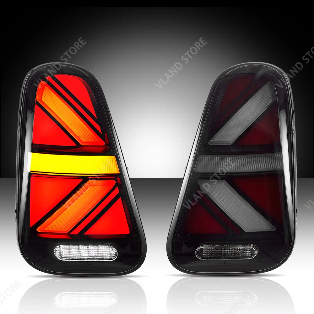 VLAND 2001-2006 Mini R50 R52 R53 1e generatie E-Mark LED achterlichten met sequentiële knipperlichten, dynamische welkomsverlichting, achterlampen, paar set van 2