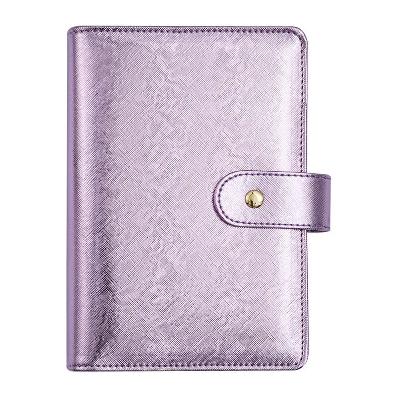 Imagem -06 - Loose Leather Binder Notebook Capa Diário Agenda Planejador Papel Papelaria Escolar Padrão Ouro Roxo Faça Você Mesmo a6