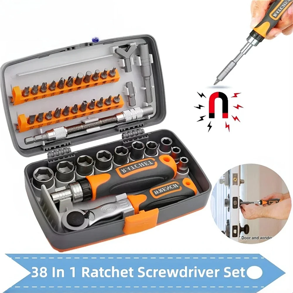 38 in 1 Ratchet Wrench Socket Wrench Torx Screwdriver Set Household Toolboxes Carpenters Repairmen Hand Tools