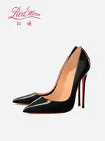 Black Women's Elegant High Heels Red Shiny Bottoms Luxury Brand Women Heels 2025 Trend Pointed Toe Sexy Party Pumps Shoes Women - Image 4