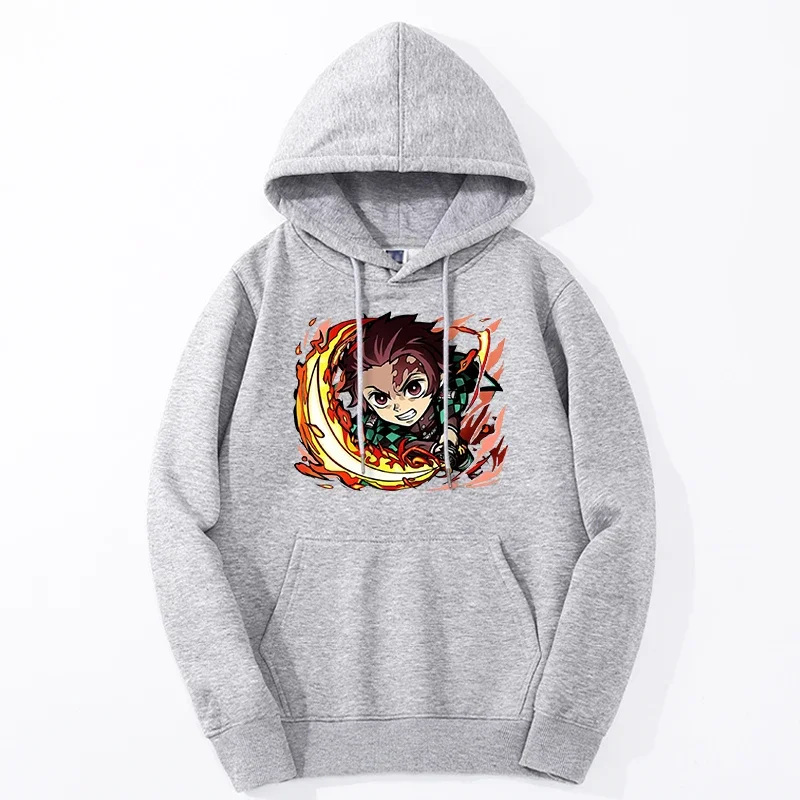 Japan Anime Hoodies Sweatshirts Men/women Tanjirou Sleeve Harajuku Streetwear Fleece Long Sleeve Pullover Sweatshir