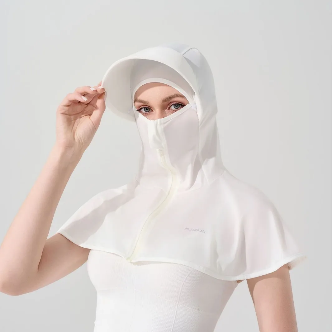 Sun-protective Clothing Sun-blocking Breathable UV-Resistant Ultra-Thin Raw-Yarn Ice-Silk Hooded Mask Suit Unisex Outerwear