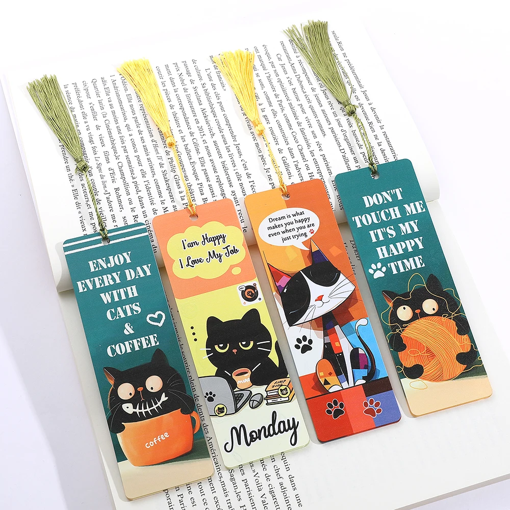 Acrylic Cute Cat Bookmark with Tassel Lovely Kitten Book Mark for Women Men Teens Book Lover Gifts Reading Supplies Accessories